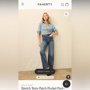 Faherty Stretch Terry patch pocket jeans, riverton wash, size 25.  LIKE NEW!